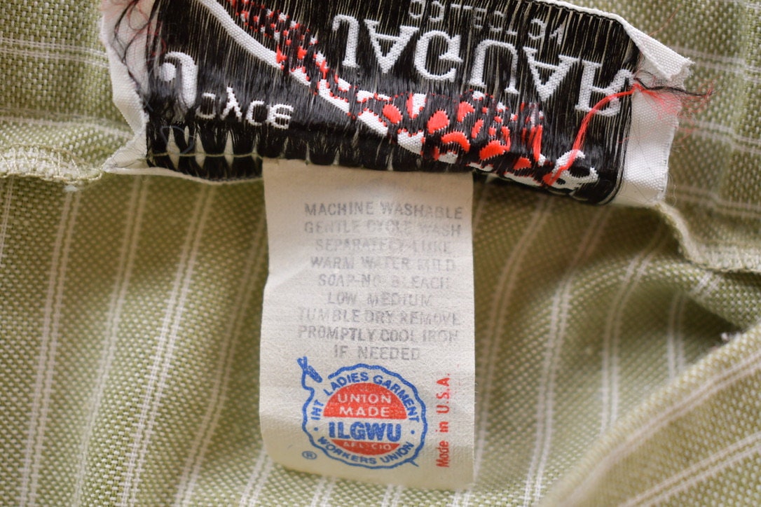 True Vintage 1980s Joyce Jaguar Green Striped Skirt Size 28 x 28