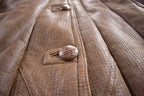 Vintage 1970s Sung Ho Women's Full Length Leather Fur Lined Trench Coat Size 52