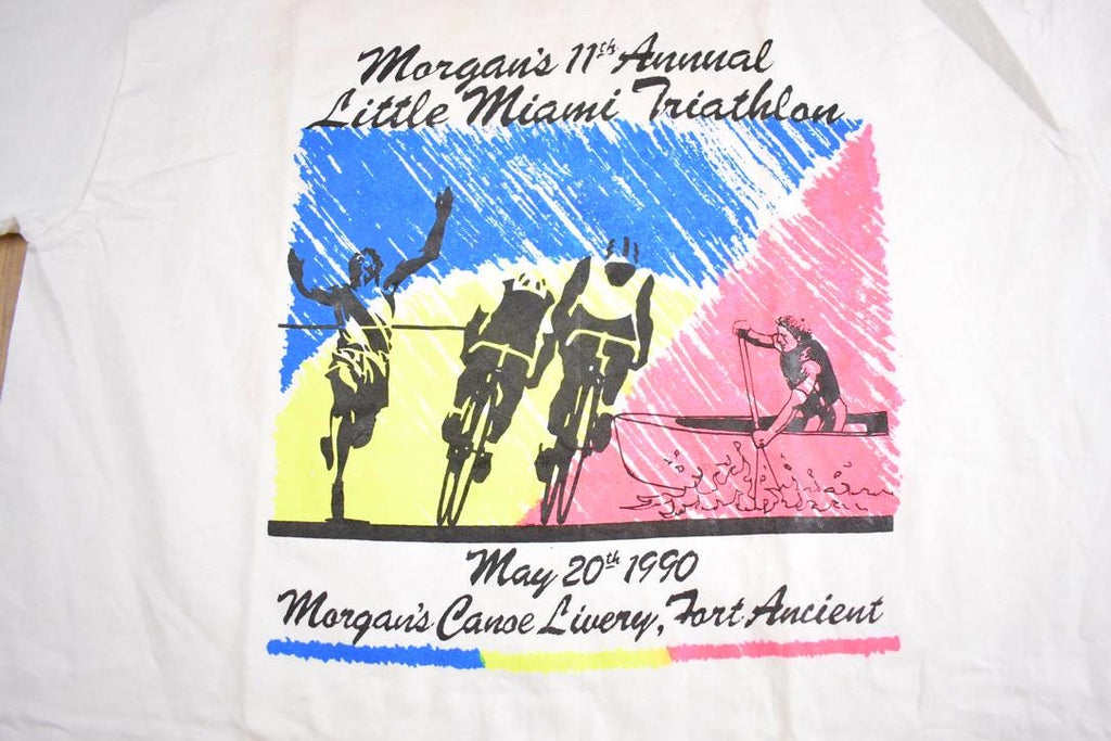 Vintage 1990 Little Miami Triathlon Souvenir Travel T Shirt Made In USA