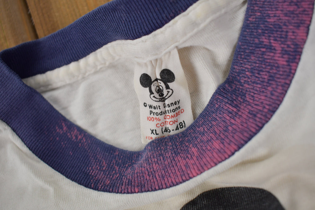 Vintage 1980s Walt Disney Mickey Mouse Ringer T-Shirt 80s Tee Vintage Ringer Tee