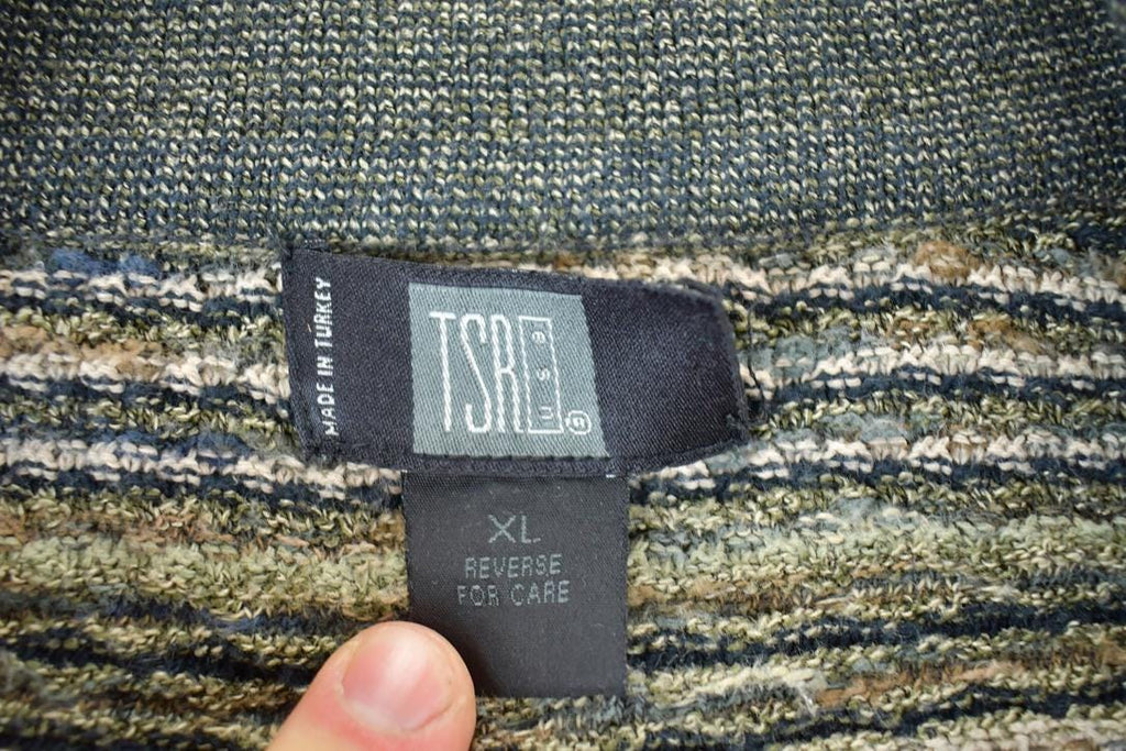 Vintage 1990s TSR Knit Abstract Pattern Collared Crewneck Sweater