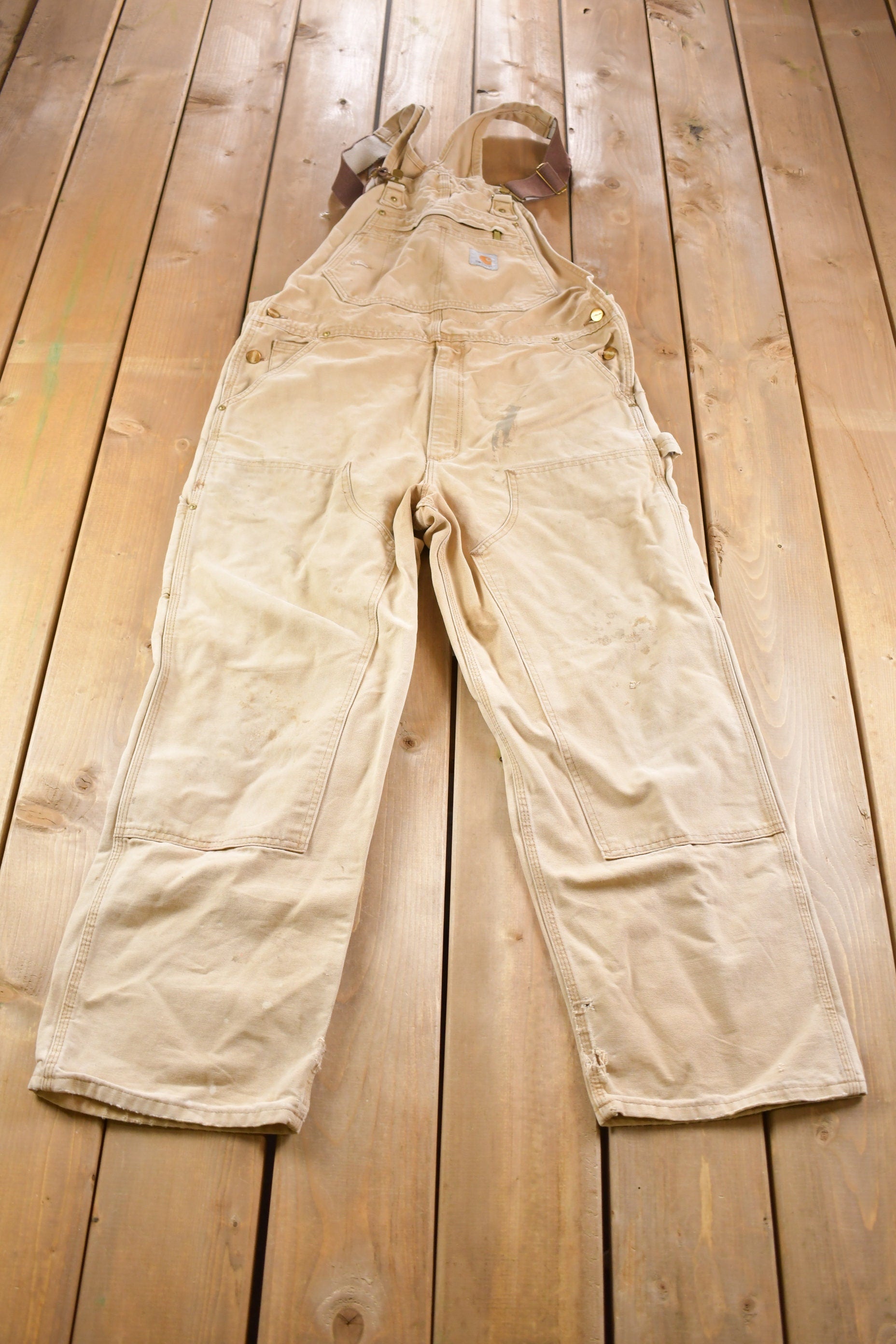 Vintage 1990s Carhartt Double Knee Canvas Overalls Size Medium