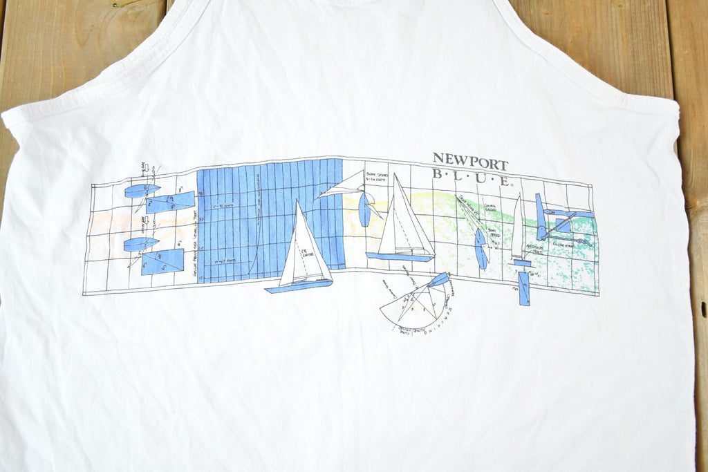 Vintage 1990s Newport Blue Sailboat Tank Top Mens L