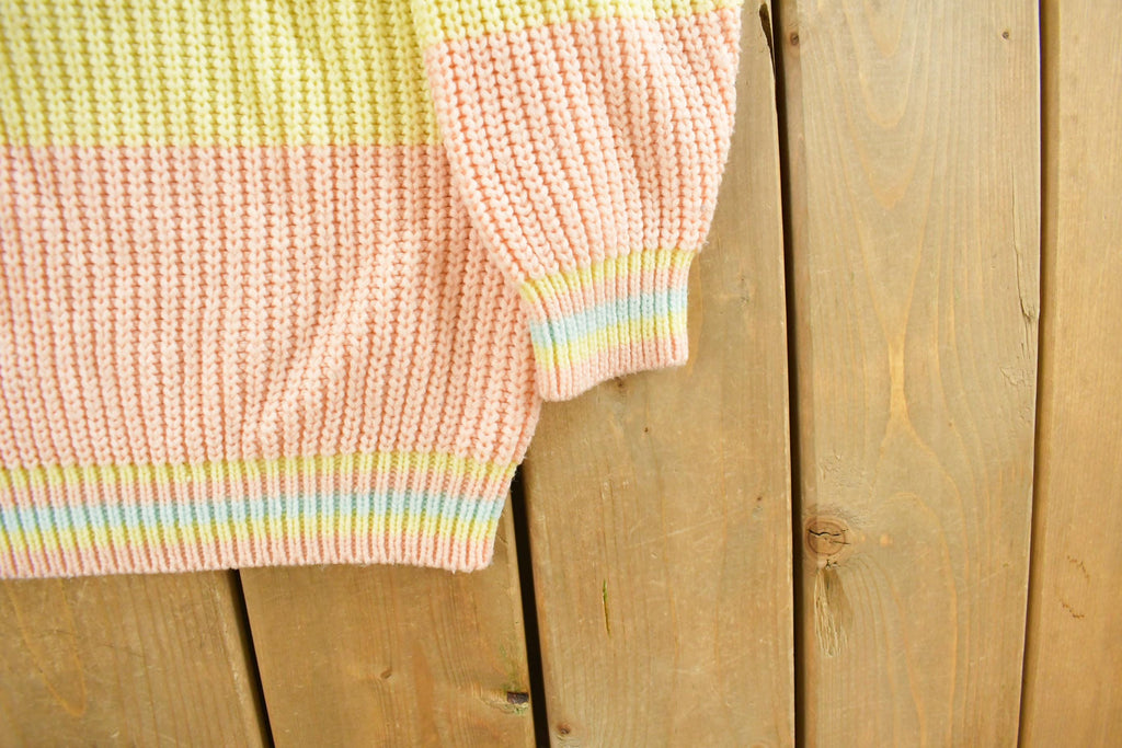 Vintage 1990s Helium Rainbow Striped Knit Sweater Women's Medium