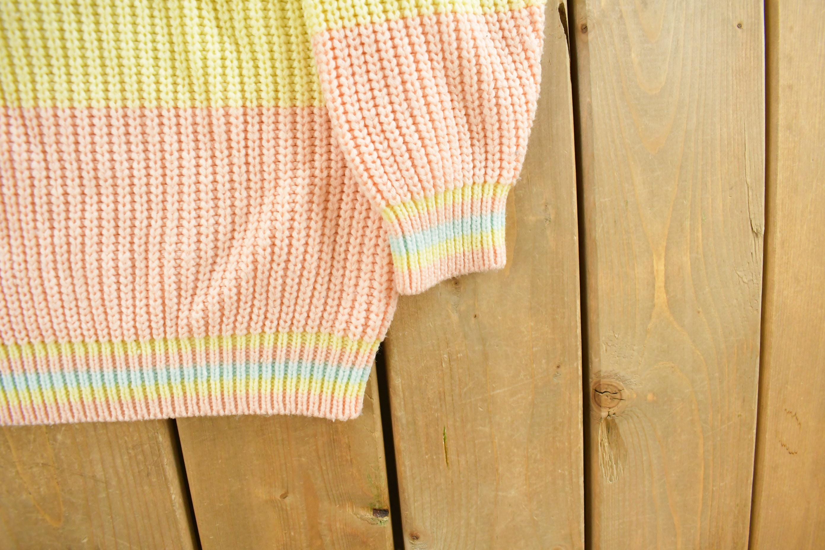 Vintage 1990s Helium Rainbow Striped Knit Sweater Women's Medium