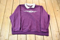 Vintage 1990s Dark Purple Floral Collared Graphic Sweatshirt