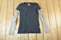 Women Vintage Vigoss Y2K Thermal Sleeve T-Shirt / Vigoss Grunge Skull Print / Contrast Stitch / Internet Famous Clothing / Over Dyed
