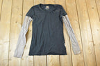 Women Vintage Vigoss Y2K Thermal Sleeve T-Shirt / Vigoss Grunge Skull Print / Contrast Stitch / Internet Famous Clothing / Over Dyed