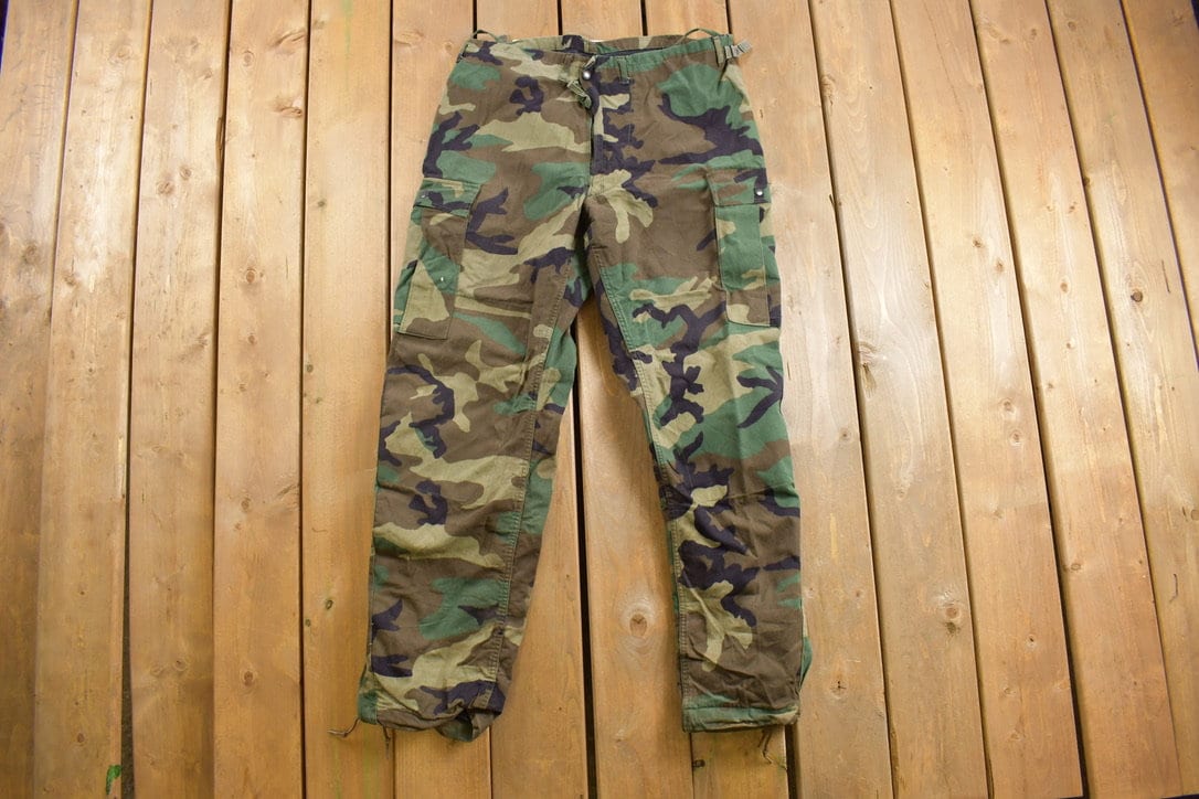 Vintage 1980s Army Woodland Camouflage Cargo Pants