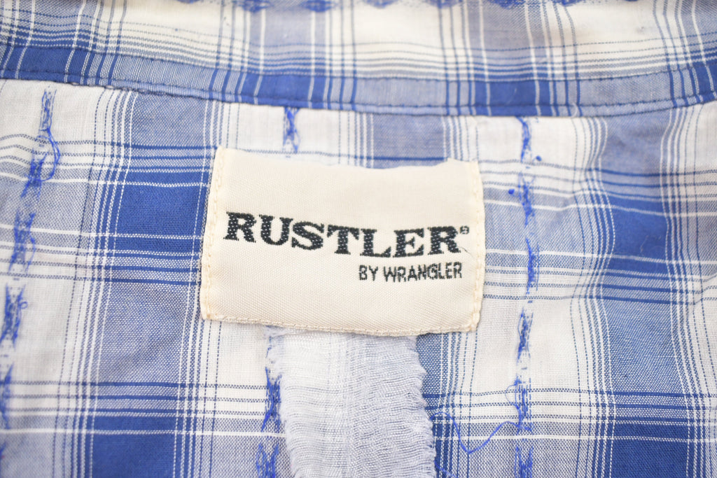 Vintage 1990s Wrangler Rustler Plaid Western Flannel Button Up Shirt