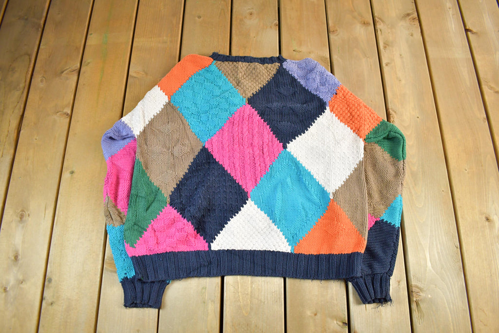 Vintage 1990s Seattle Bench Club Knit Abstract Pattern Crewneck Sweater Womens Large