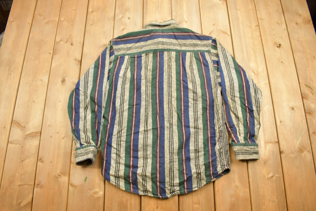 Vintage 1990s Eddie Bauer Striped Flannel Button Up Shirt