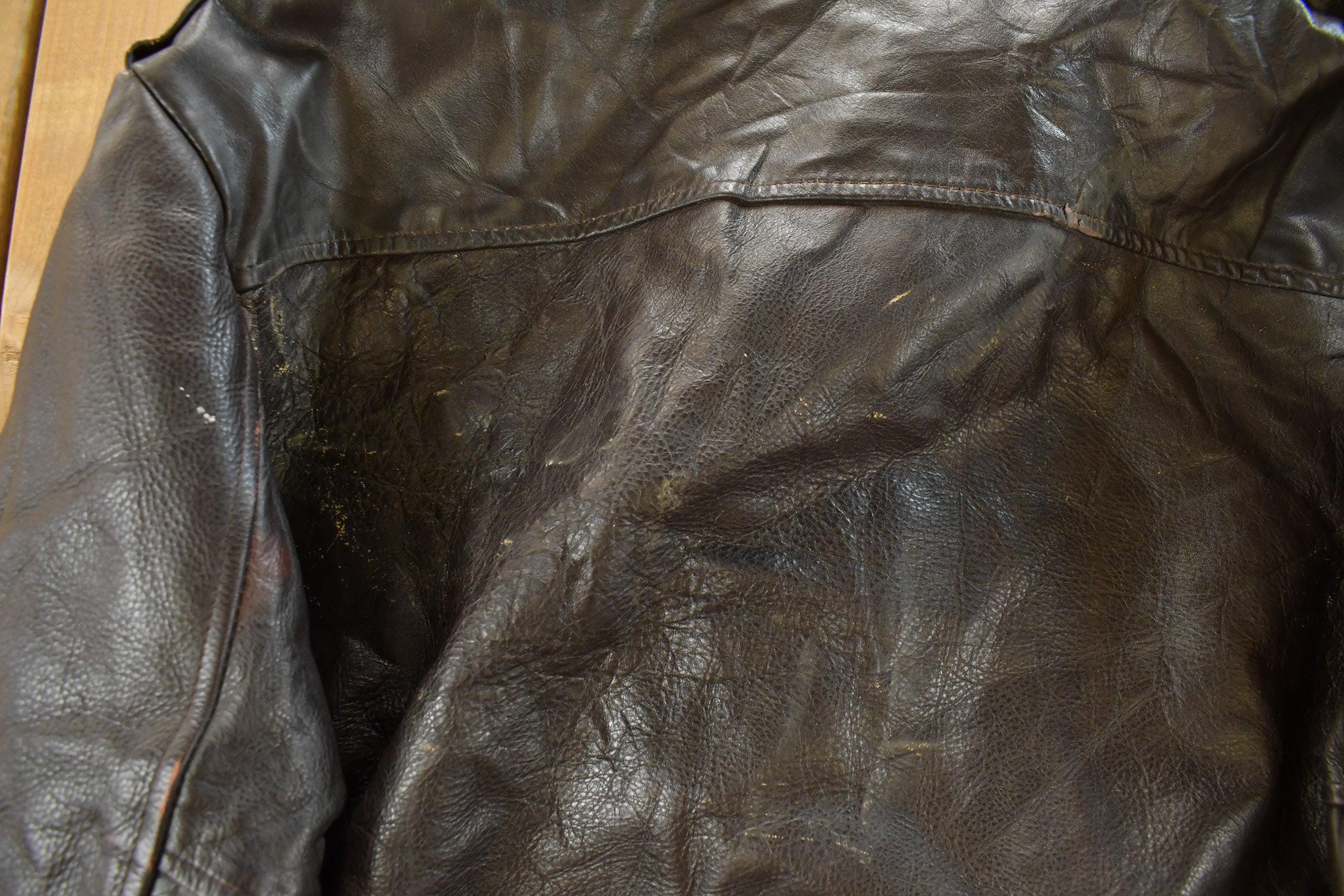 Vintage 1980s Cooper Shearling Fur Lined Leather Bomber Flight Jacket Men's XL