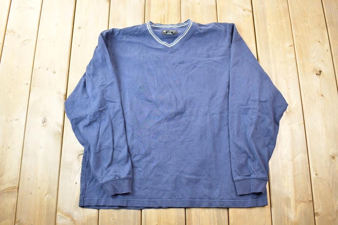 Vintage 1990s Eddie Bauer V Neck Sweatshirt  90s Crewneck  Made In USA  Streetwear  Embroidered