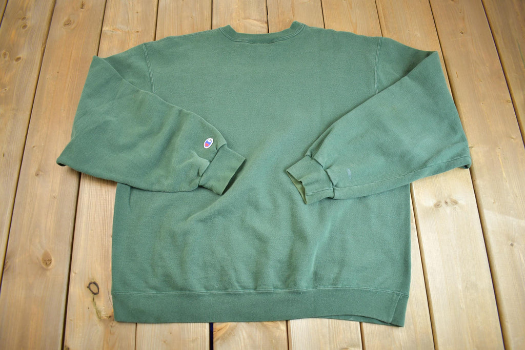 Vintage Y2K Green Champion Small Logo Embroidered Crewneck Sweatshirt - XL