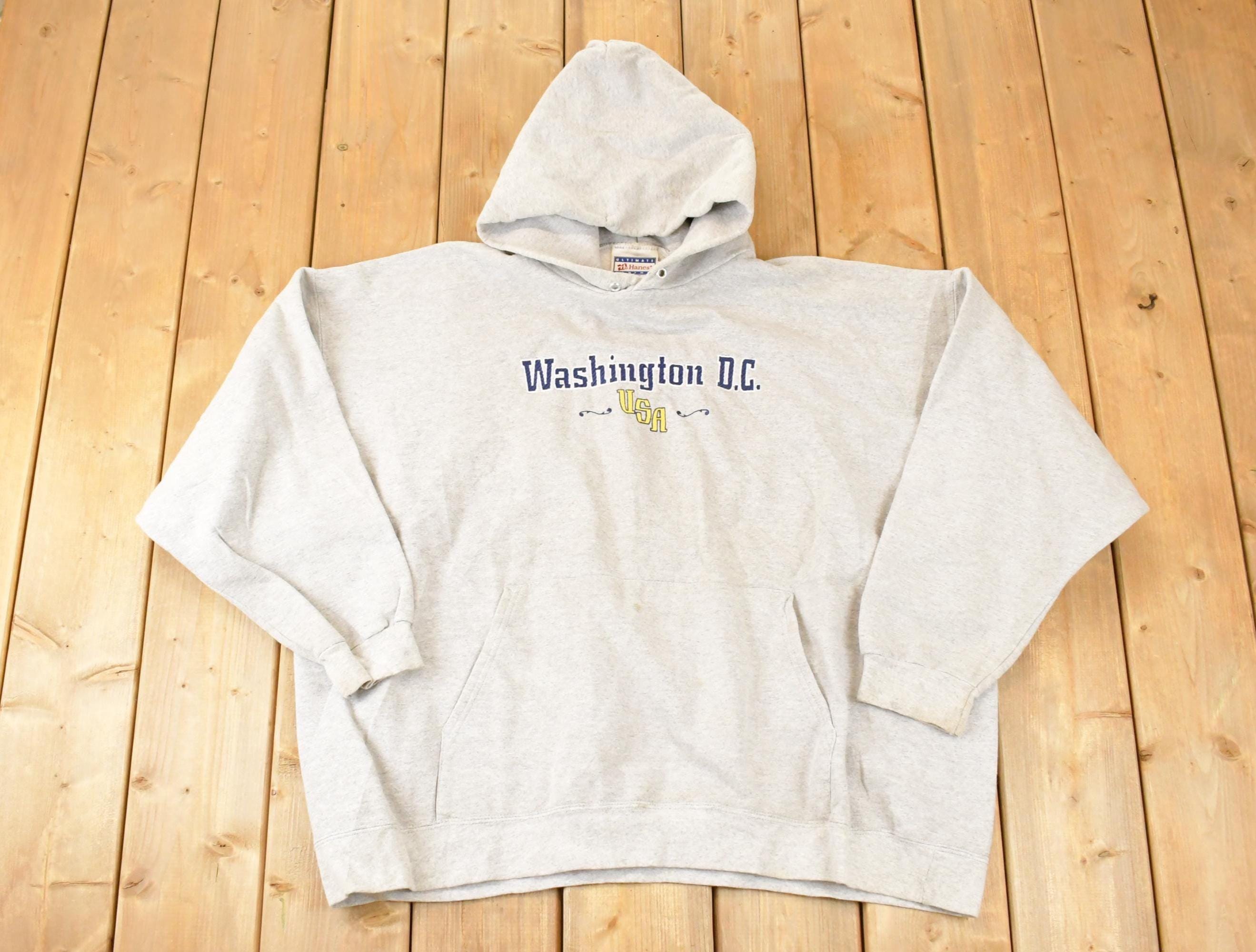 Vintage 1990s Washington DC Embroidered Hoodie Sweatshirt Mens XXL