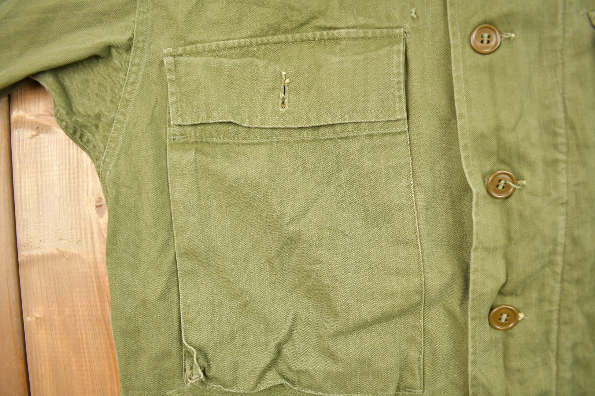 Vintage WW2 1940s Herringbone Military Jacket Army