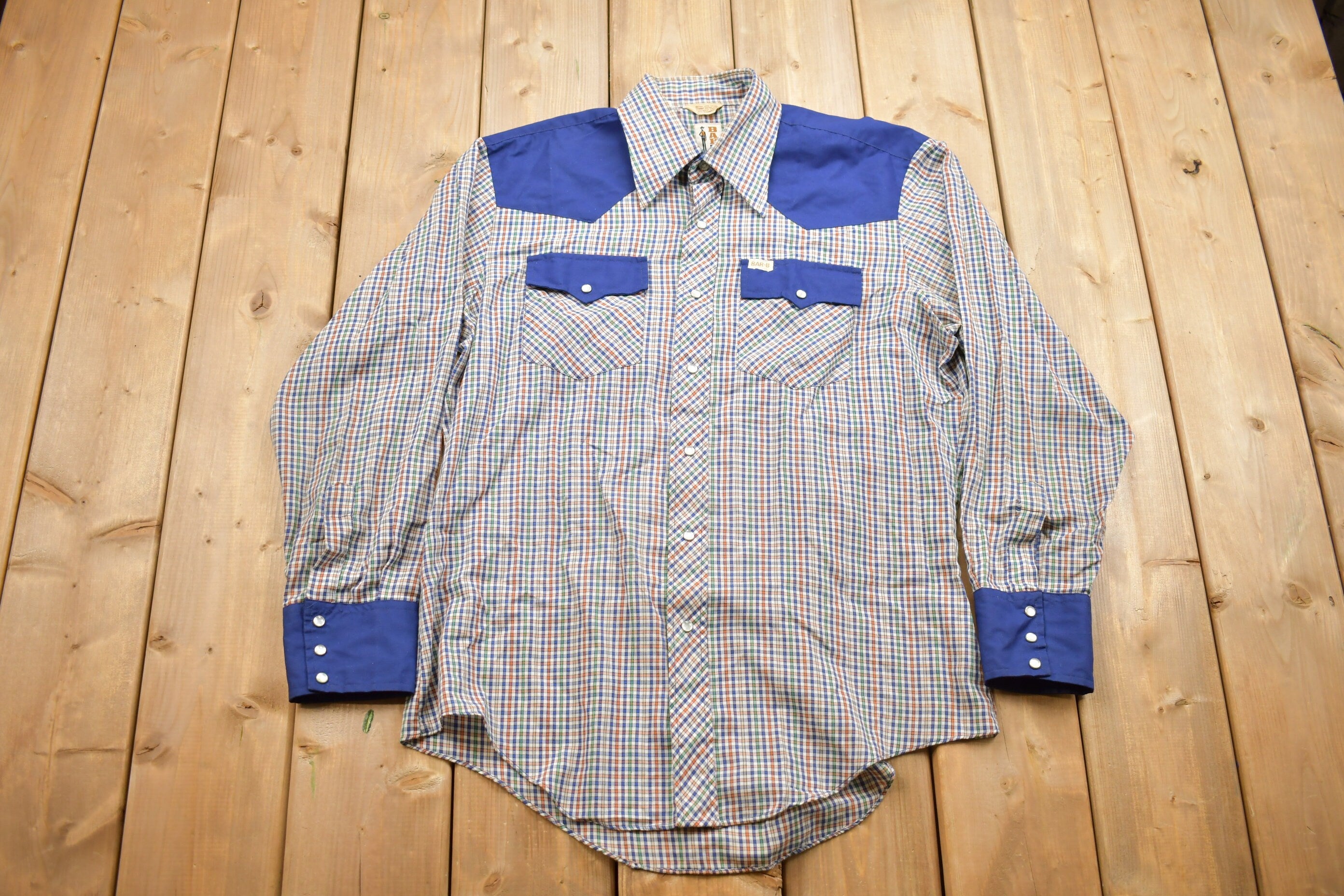Vintage 1990s Barb B Check Pattern Western Button Up Shirt