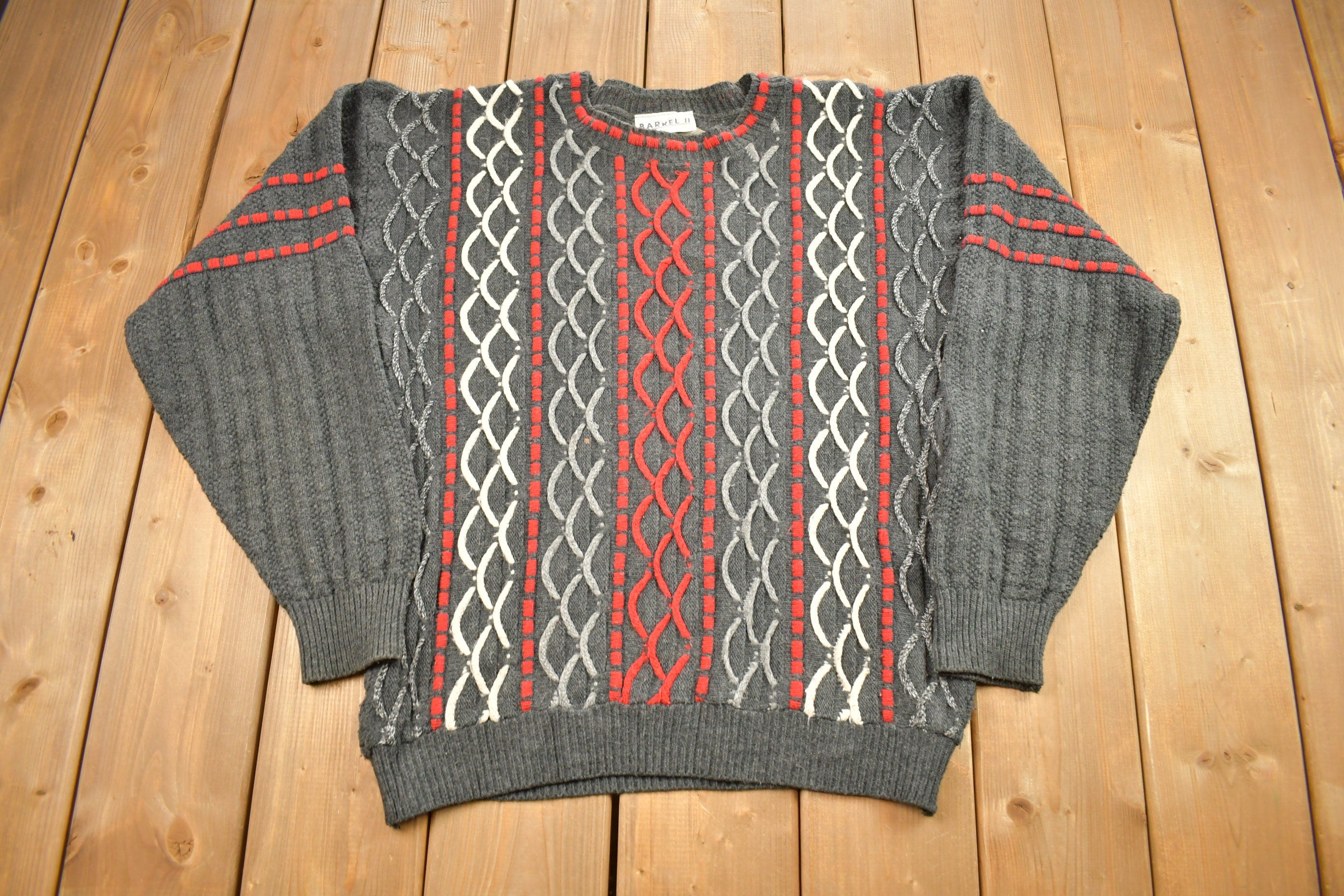 Vintage 1990s Barrel Made In USA Knitted Cable Knit Sweater