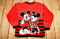 Vintage 1990s Disney Mickey & Minnie Mouse Knitted Sweater  90s Crewneck  Striped Polka Dot Pattern  Pullover Sweatshirt