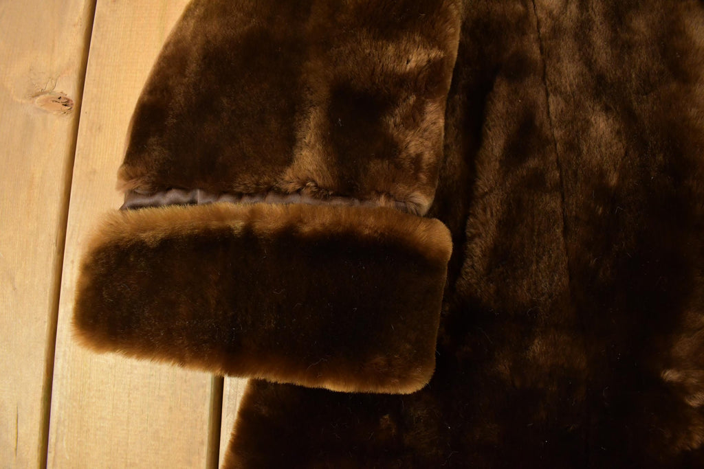 Vintage 1970s Sheared Mouton Fur Coat Women's Large