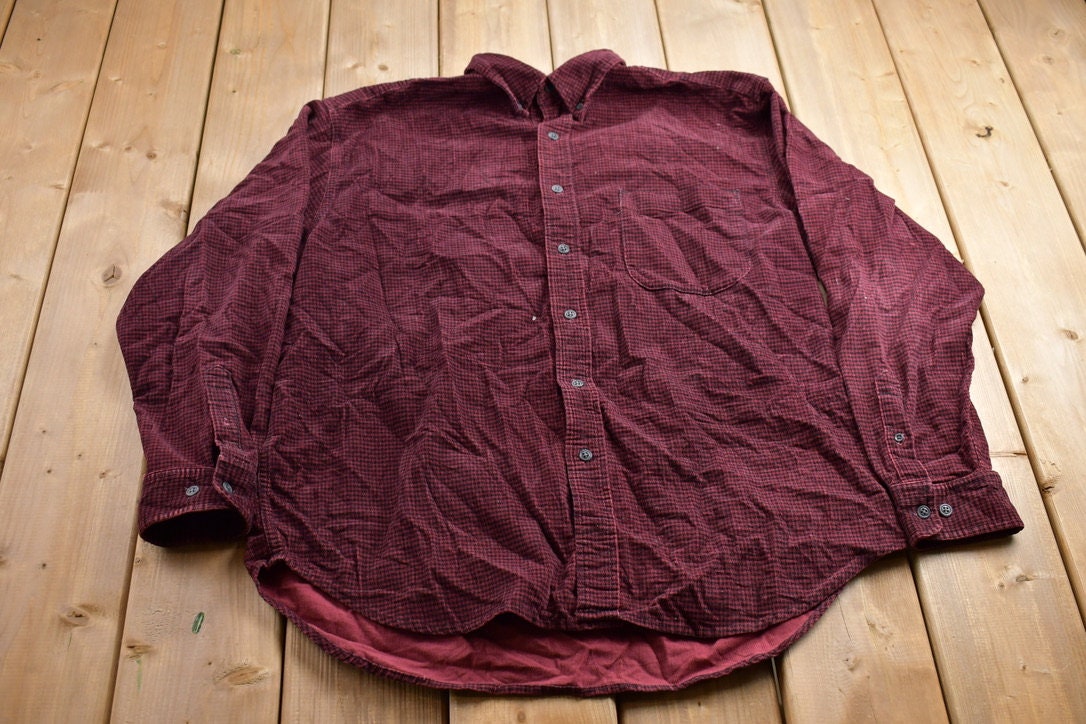 Vintage 1990s Eddie Bauer Red Plaid Flannel Button Up Shirt