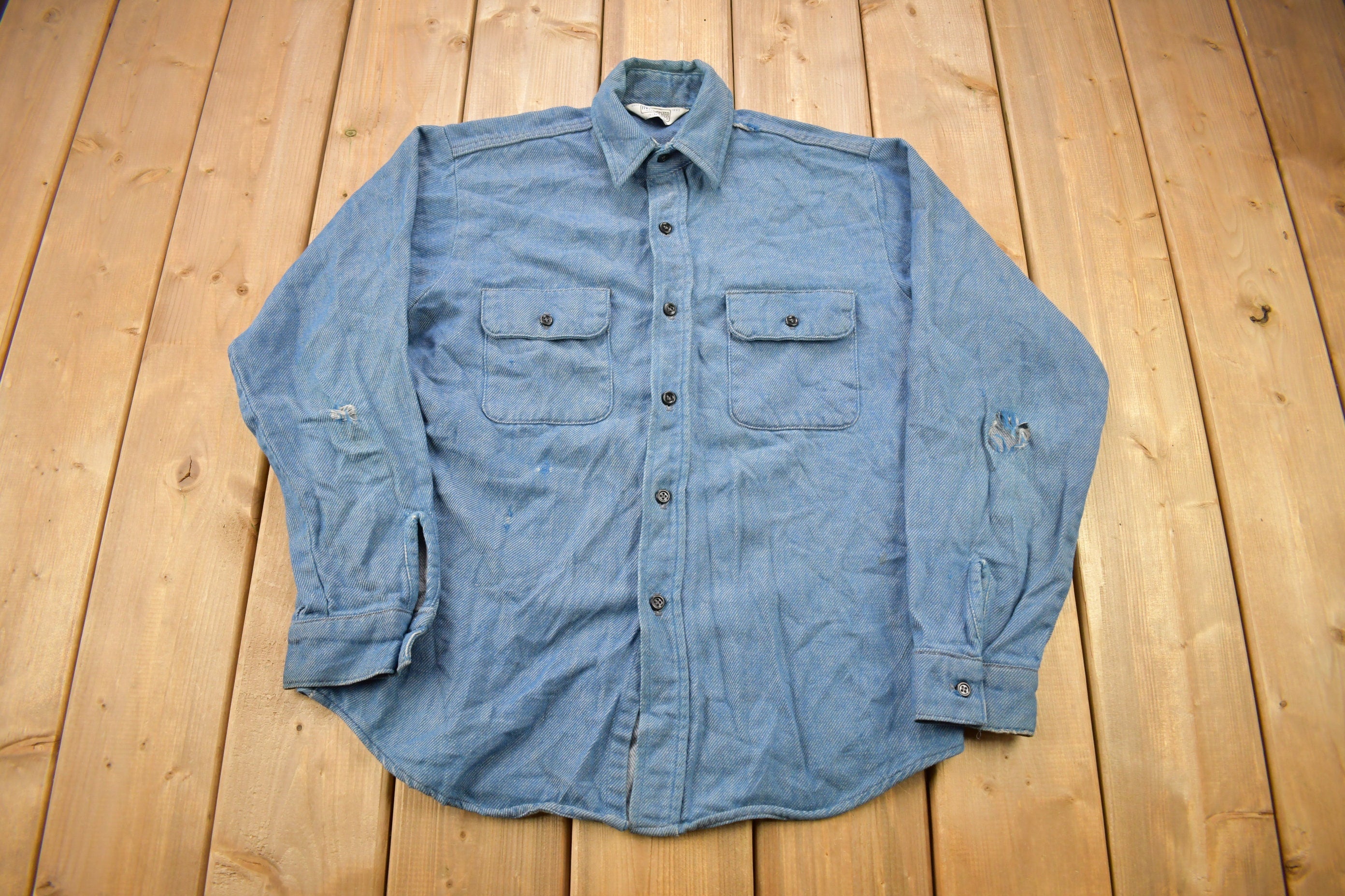 Vintage 1980s Five Brother Blank Button Up Shirt