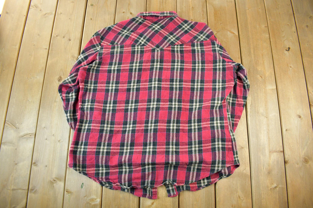 Vintage 1990s Ely Cattleman Western Flannel Pearl Snap Button Up Shirt Men's XL
