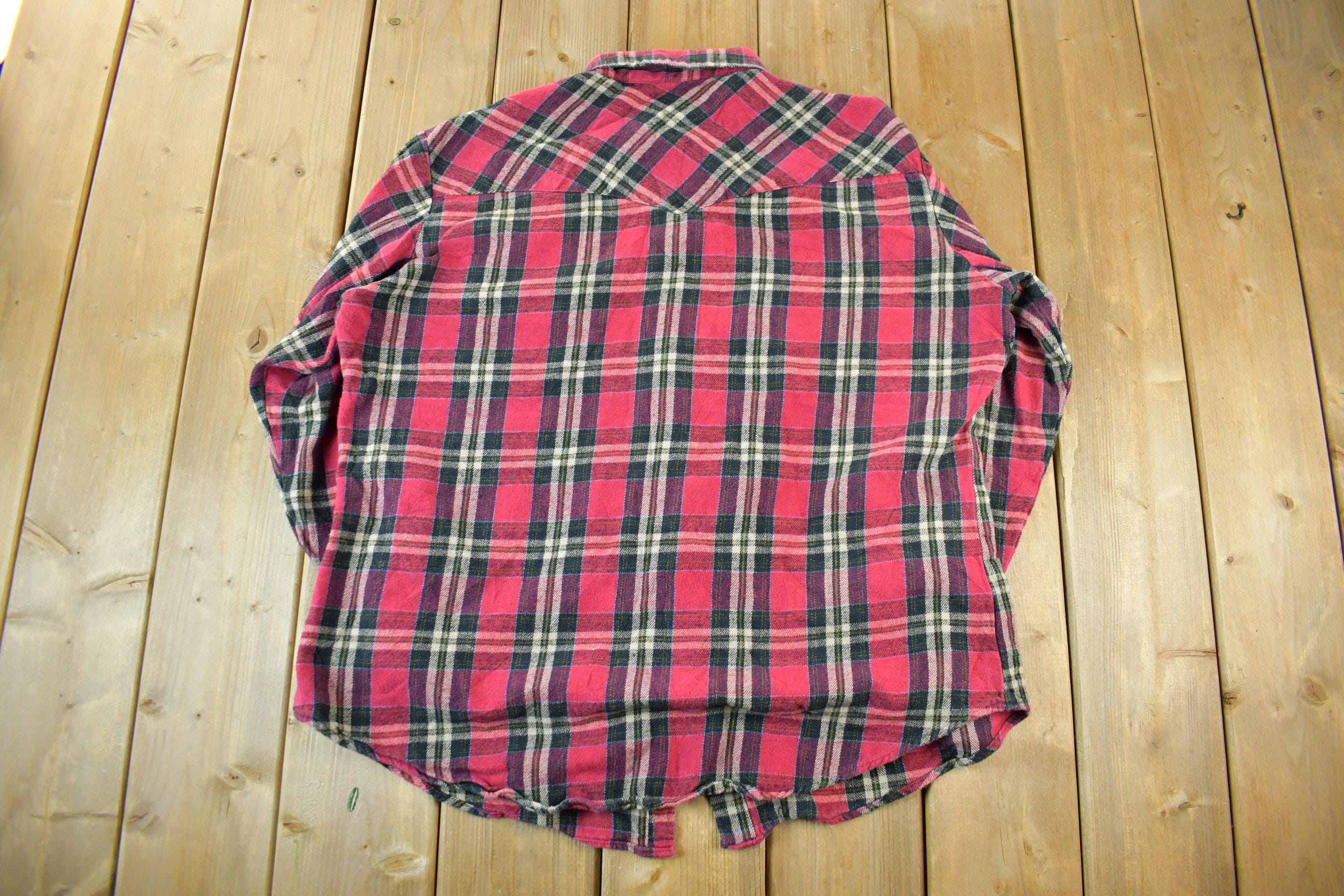Vintage 1990s Ely Cattleman Western Flannel Pearl Snap Button Up Shirt Men's XL