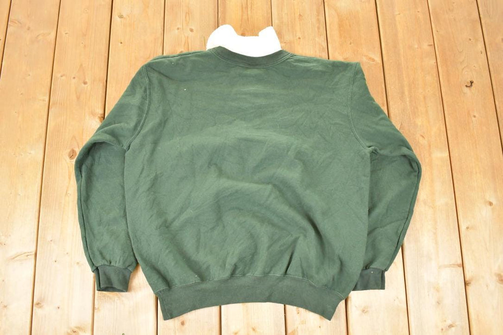 Vintage 1990s Morning Sun Sleeping Kitty Cat Quarter Zip Collared Crewneck Sweatshirt Women's L