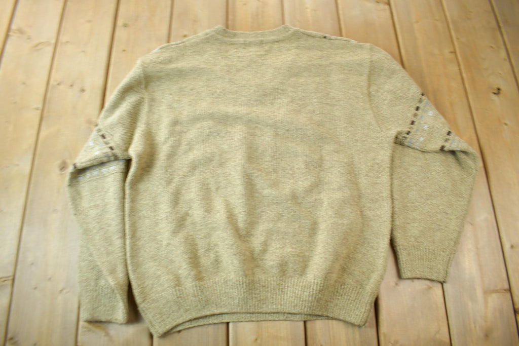 Vintage 1990s Leo Chevalier Cable Knit V-Neck Sweater / Vintage Cable Knit / Abstract Patterns / Size Medium