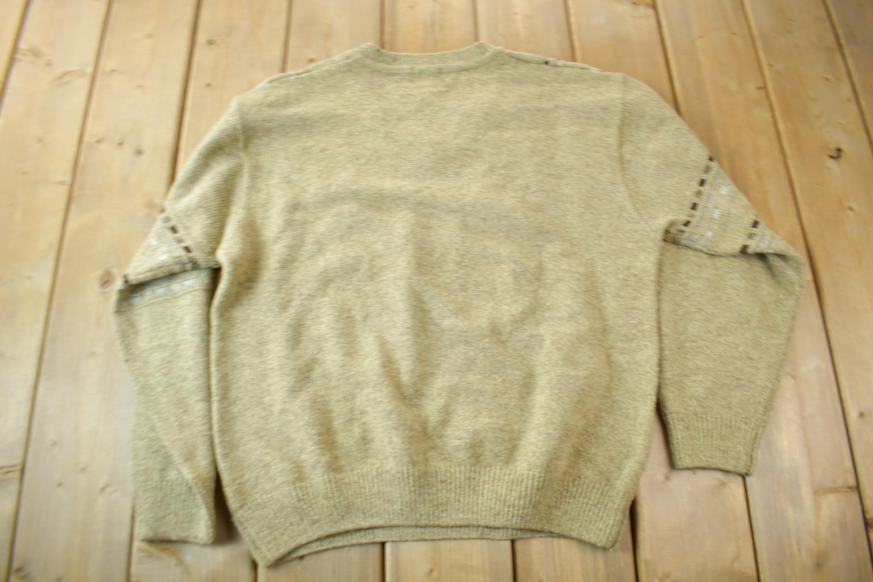 Vintage 1990s Leo Chevalier Cable Knit V-Neck Sweater / Vintage Cable Knit / Abstract Patterns / Size Medium