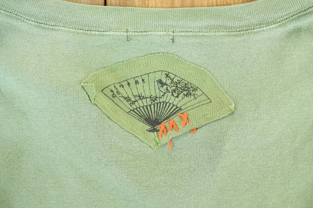 Women Vintage Vigoss Y2K Olive T-Shirt / Vigoss Grunge Skull Print / Contrast Stitch / Internet Famous Clothing / Over Dyed