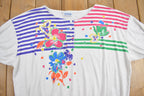 Vintage 1990s Floral Graphic Quarter Button T-Shirt