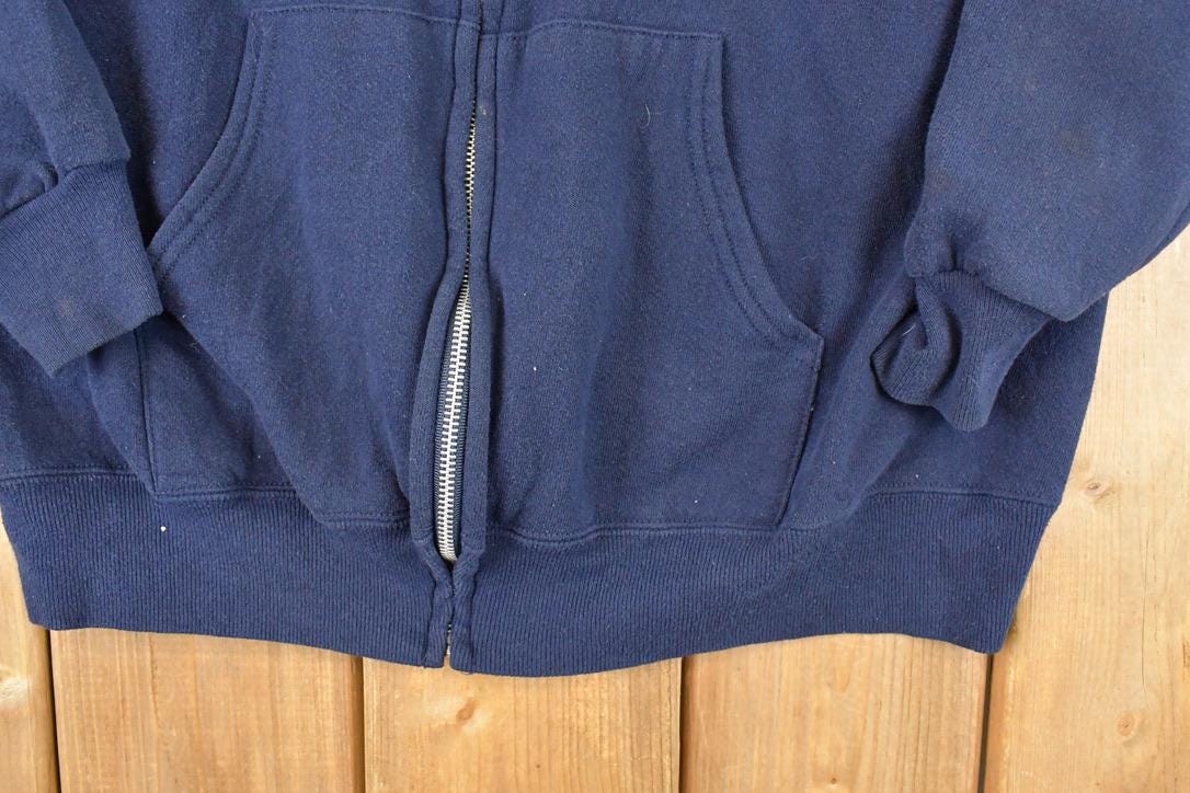 Vintage 1990s Jerzees Full Zip Blank Hoodie Sweatshirt Mens L