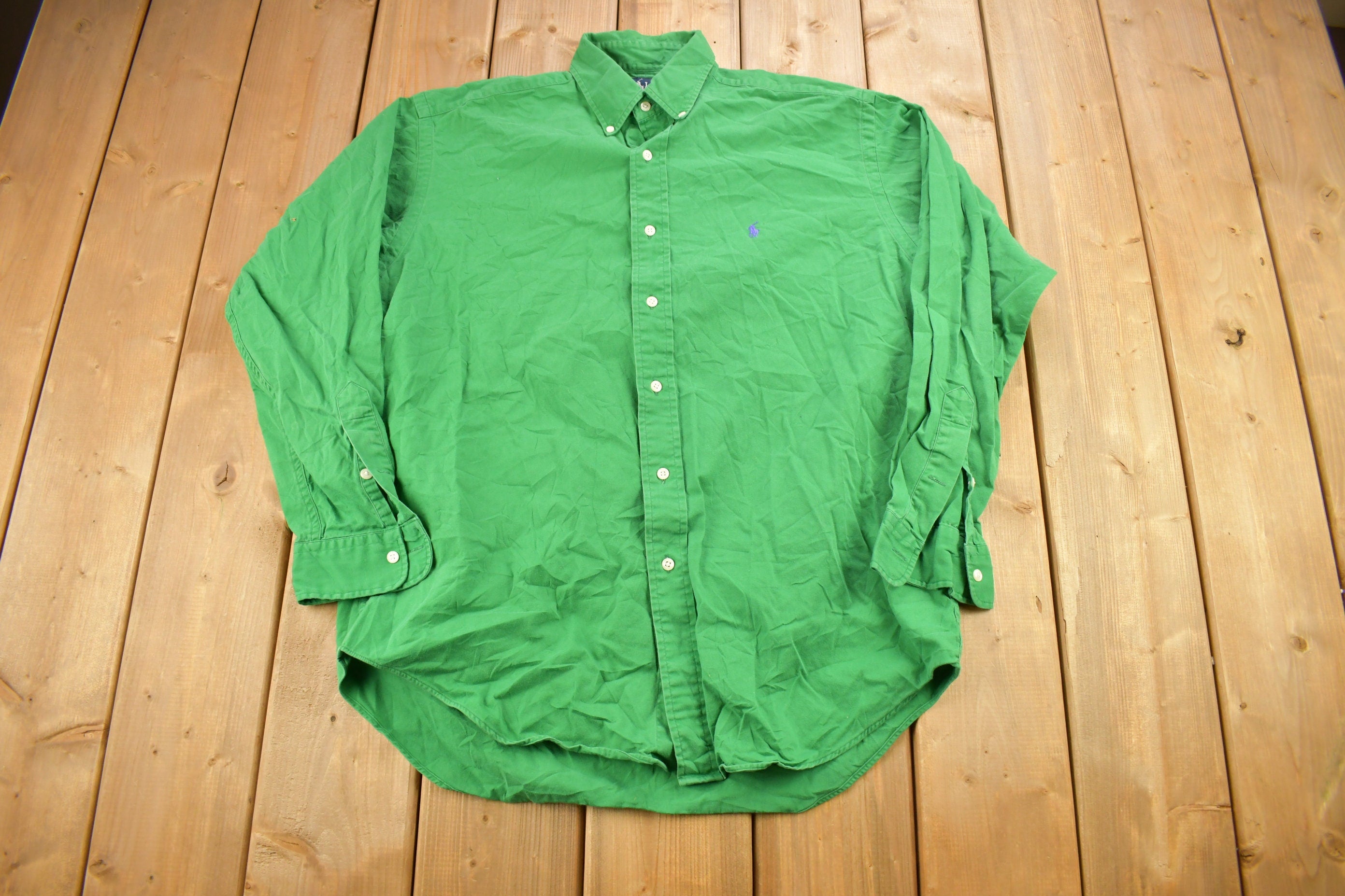 Vintage 1980s Ralph Lauren Green Button Up Shirt