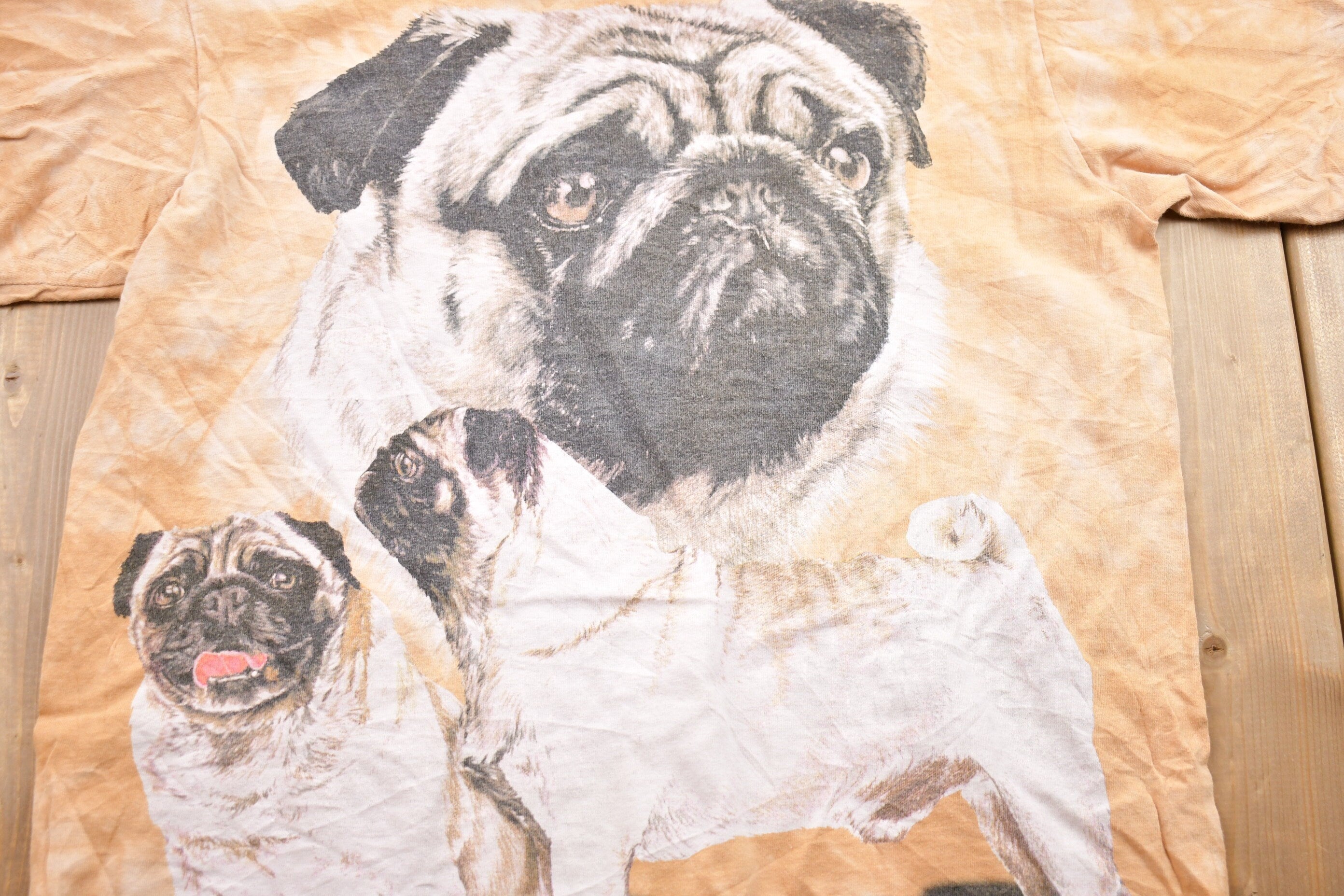Vintage 2000 Pug Graphic Garment Dyed T-Shirt