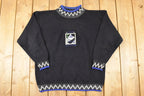 Vintage 1990s Ice Fire High Altitude Embroidered Ski Knit Crewneck Sweater Mens L