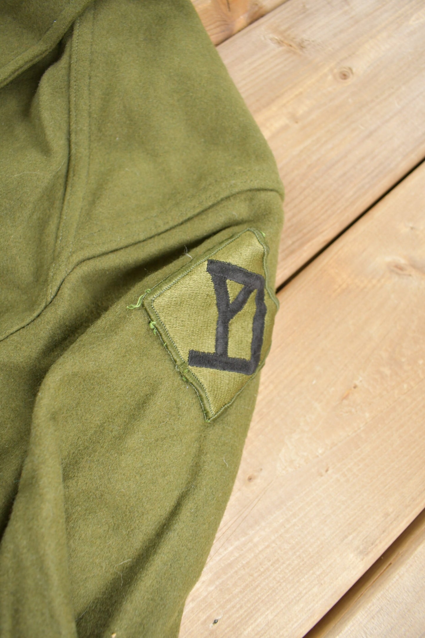 Vintage 1940s WW2 American Wool Button Up Infantry Shirt / Military / Militaria / Army Souvenir / True Vintage / Wool Shirt