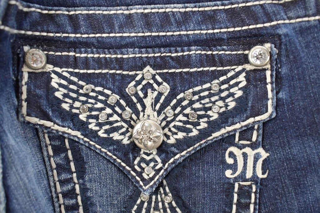 Vintage Deadstock Y2K Miss Me Bedazzled Low Rise Jeans Women's Size 26x31
