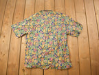 Vintage 1990s Claiborne Abstract Leaves Button Up Shirt