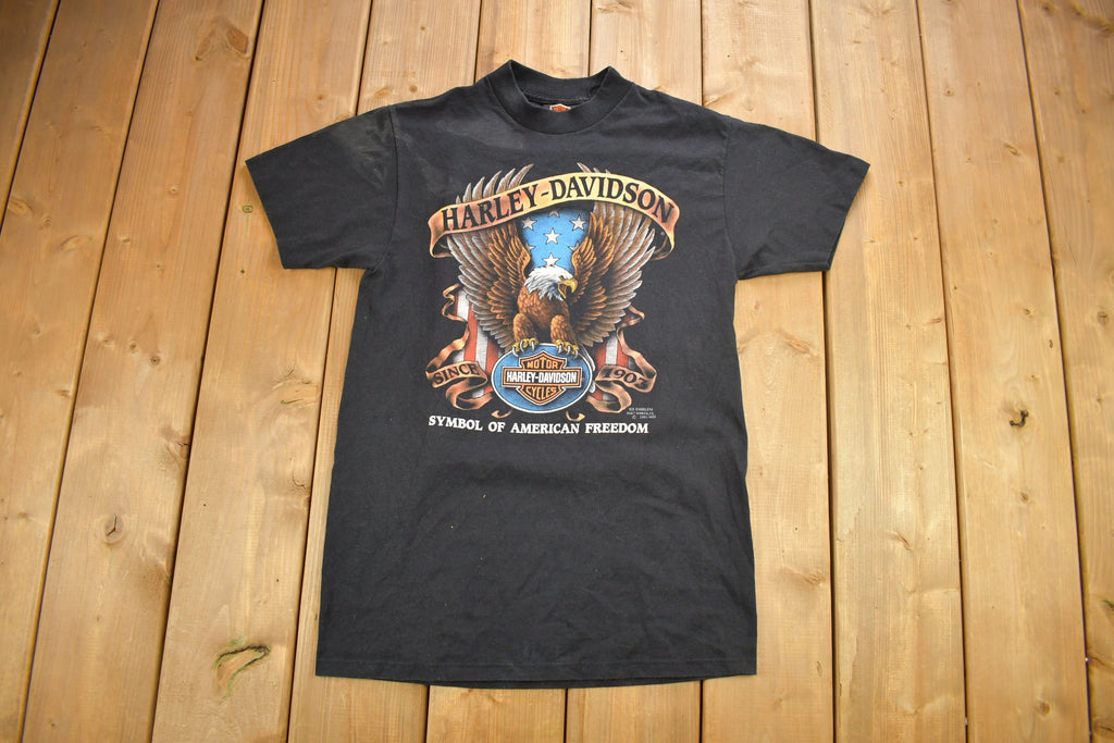 Vintage 1991 Harley Davidson 3D Emblem Spartanburg SC T-Shirt Single Stitch