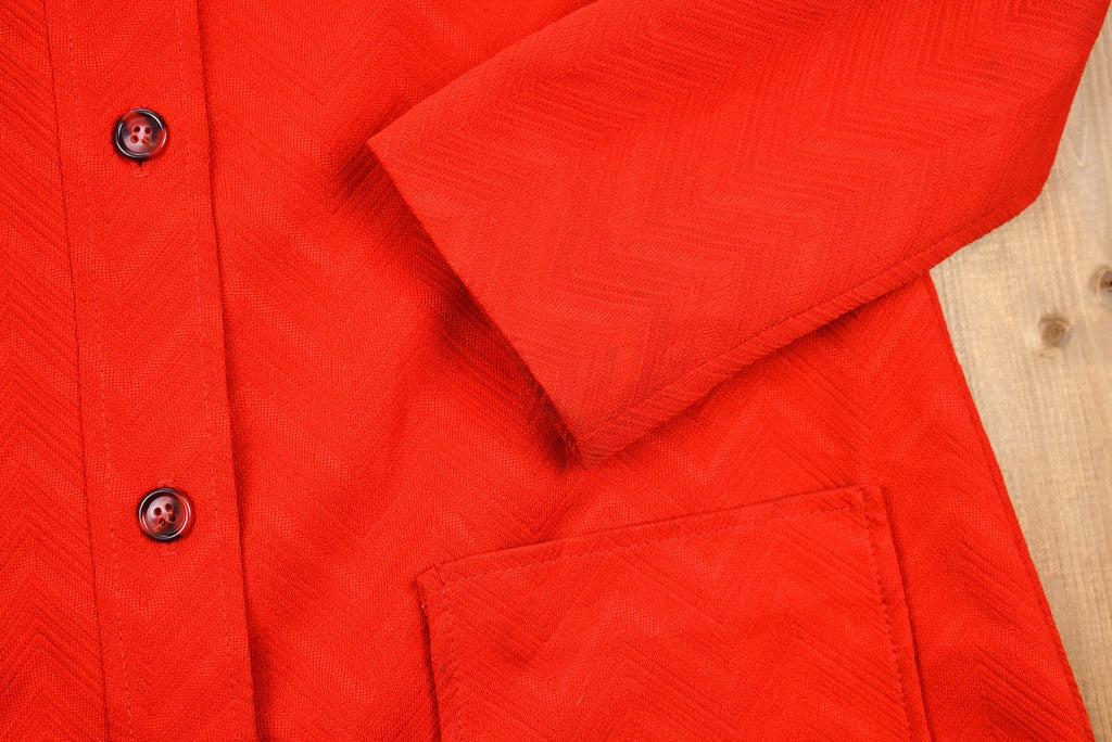 Vintage 1970s Red Button Up Overcoat