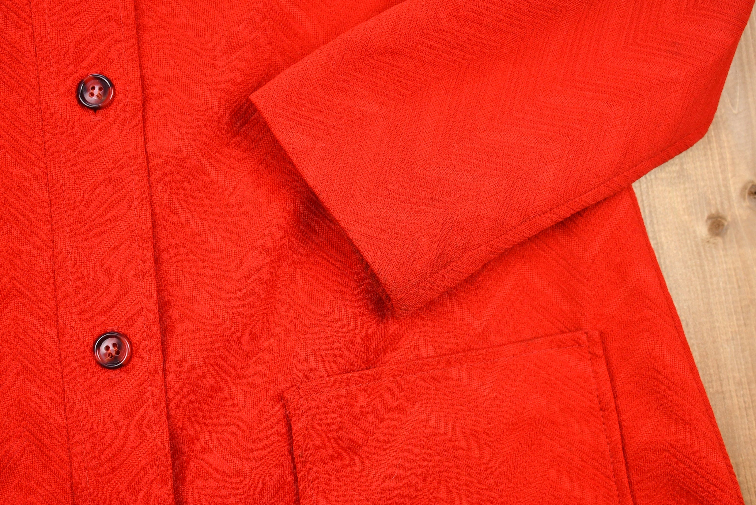 Vintage 1970s Red Button Up Overcoat