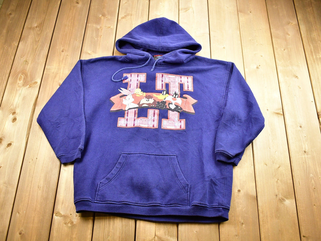 Vintage 1990s Looney Tunes Hoodie / Vintage Looney Tunes Sweater / Warner Bros / Athletic Pull Over / TV & Movie Promo / Bugs Bunny