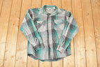 Vintage 1990s Five Brother Plaid Western Style Button Up Shirt Men's L