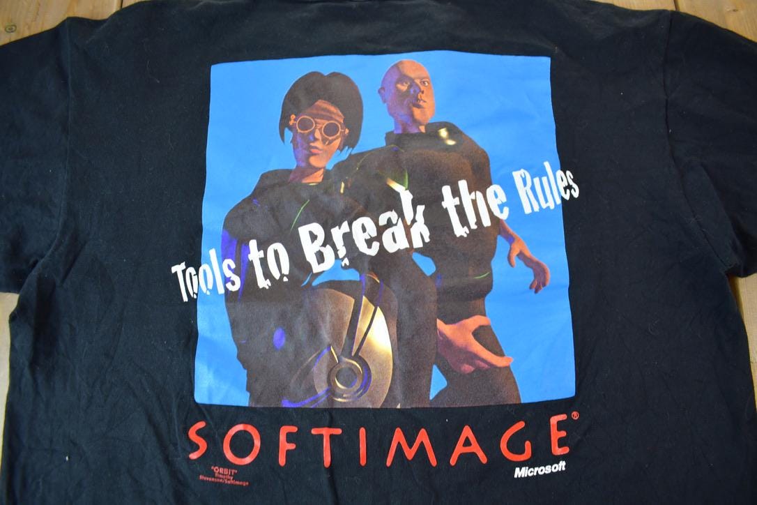 Vintage 1990s Microsoft “Tools To Break The Rules” Soft Image Tech Single Stitch Graphic T-Shirt