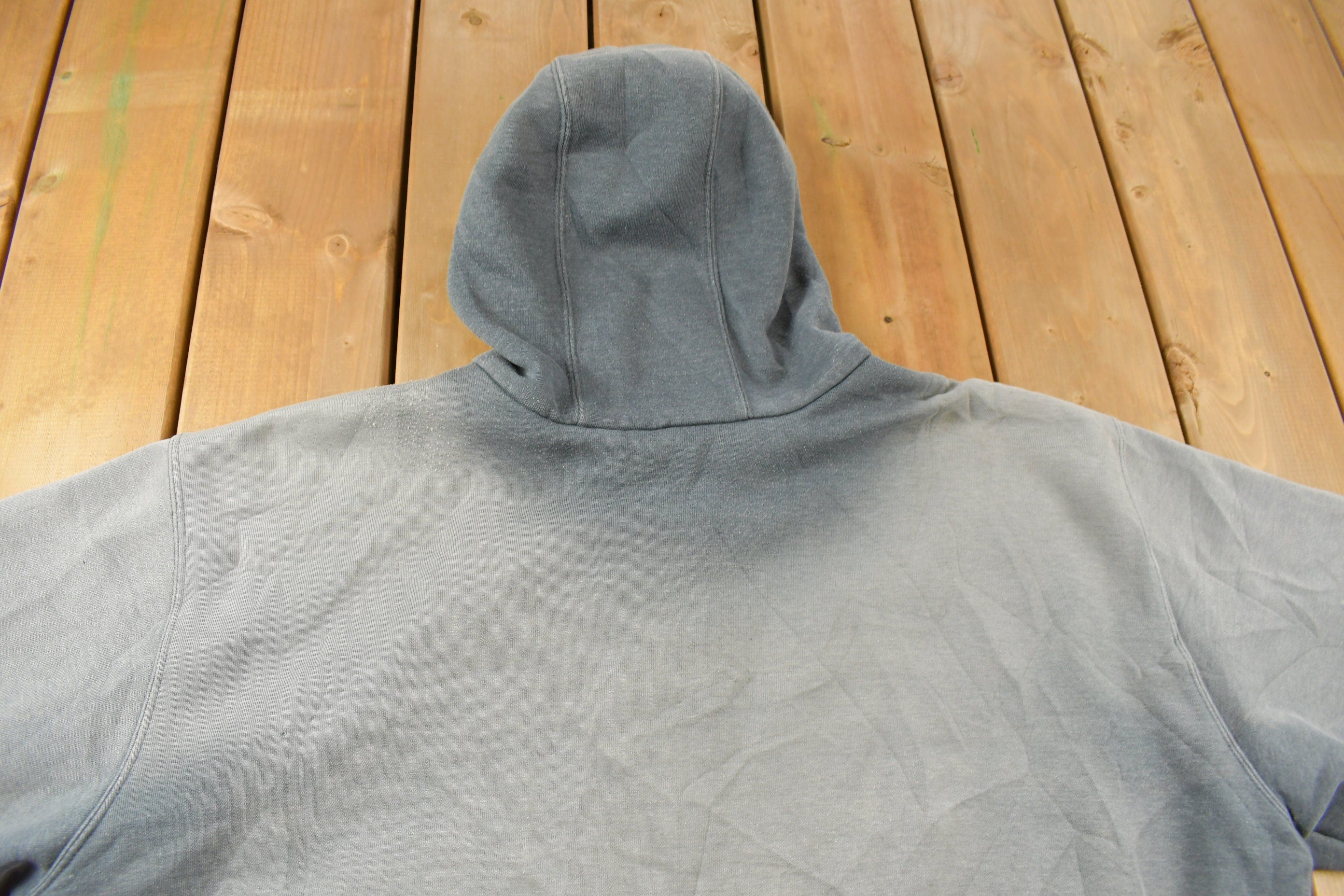 Vintage 1990s Distressed Carhartt Heavy Weight Sun Faded Blue Zip Up Hoodie