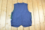 Vintage 90s Embroidered Knit Cardigan Vest: Buckle Detail