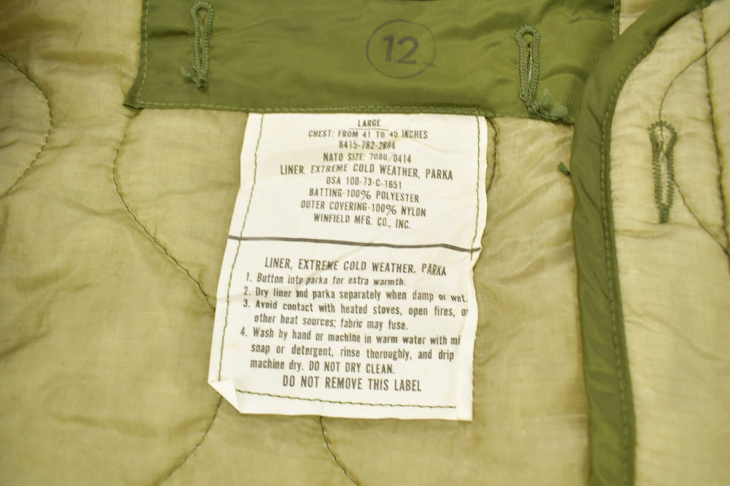 Vintage 1973 M65 Military Jacket Liner Size L